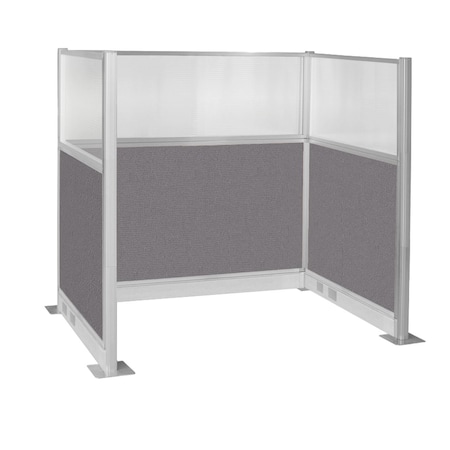 Versare Pre-Configured Hush Panel Electric Cubicle (U Shape) 6' x 4' W/ Window Slate Fabric 1859395